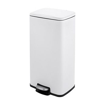 8 Gal./30 Liter Rectangular Matte White Step-on Trash Can for Kitchen