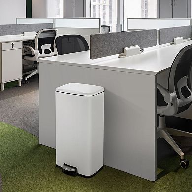 8 Gal./30 Liter Rectangular Matte White Step-on Trash Can for Kitchen