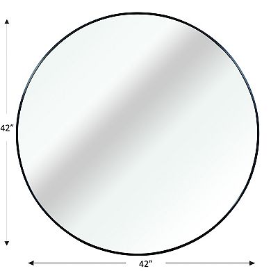 KWPZQEB 42 Inch Modern Metal Frame Round Bathroom Mirror for Wall, Entryway, Bathroom
