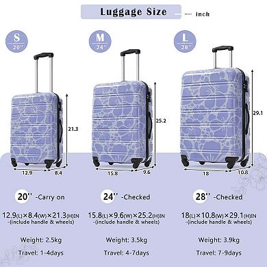 Hardshell Luggage Set 3 Piece Spinner Suitcases with TSA Lock Lightweight 20 24 28 Inch