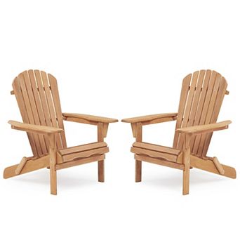 KWPZQEB Wood Outdoor Folding Adirondack Chair Set of 2, Lounge Patio Chair for Garden