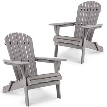 KWPZQEB Wood Outdoor Folding Adirondack Chair Set of 2, Lounge Patio Chair for Garden