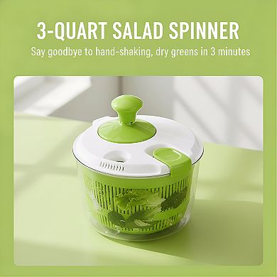 3 Quart Greens and Fruit Salad Spinner, Wash Spin Dry Vegetables