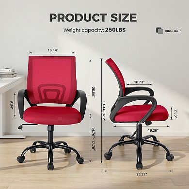 YIORTWO 2-Pack Ergonomic Mid Back Office Chairs with Lumbar Support