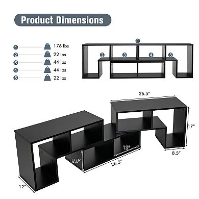 Adjustable TV Stand for TVs Up to 65 Inch with 3 Piece Shelves