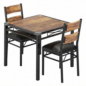 ModernDining Table Set, Space-Saving Small Kitchen Table with Upholstered Chairs, Corner Protectors