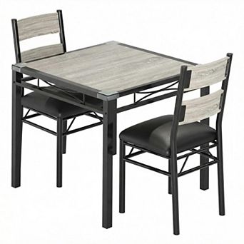 ModernDining Table Set, Space-Saving Small Kitchen Table with Upholstered Chairs, Corner Protectors
