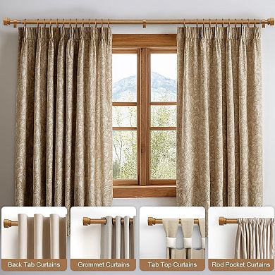 Wood Curtain Rods Adjustable Heavy Duty with Handmade Wood Grain