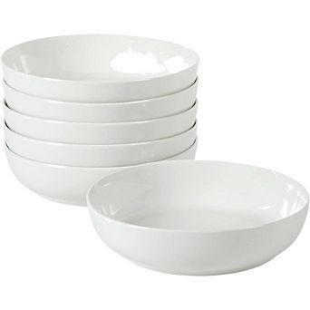 Zoulao 6 pc 41oz White Pasta Bowls, Porcelain Ceramic, Dishwasher & Microwave Safe.