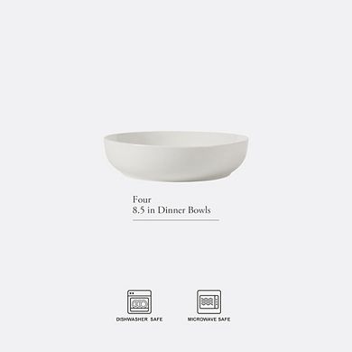 Zoulao 6-Piece 41oz White Pasta Bowls, Porcelain Ceramic, Dishwasher & Microwave Safe.