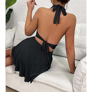 Seoria Sleeveless Halter Neck Mini Dress