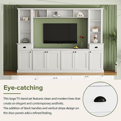 KWPZQEB Minimalist Entertainment Wall Unit Set with Adjustable Shelves for TVs Up to 75''
