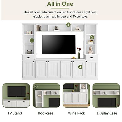 KWPZQEB Minimalist Entertainment Wall Unit Set with Adjustable Shelves for TVs Up to 75''