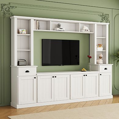 KWPZQEB Minimalist Entertainment Wall Unit Set with Adjustable Shelves for TVs Up to 75''