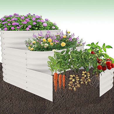 5x3.5x2.5Ft Galvanized Steel Raised Garden Bed Kit, 30 Inch Deep, 3Tier,Easy Snap Assembly