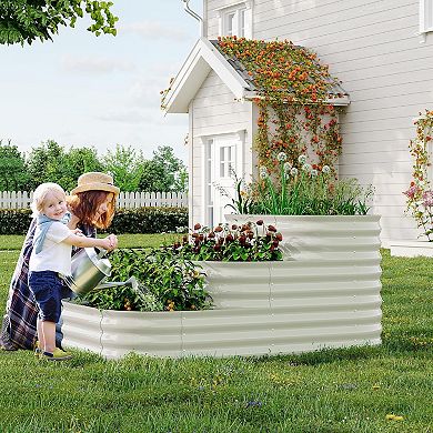 5x3.5x2.5Ft Galvanized Steel Raised Garden Bed Kit, 30 Inch Deep, 3Tier,Easy Snap Assembly