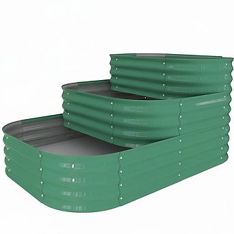 5x3.5x2.5Ft Galvanized Steel Raised Garden Bed Kit, 30 Inch Deep, 3 tier Easy Snap Assembly