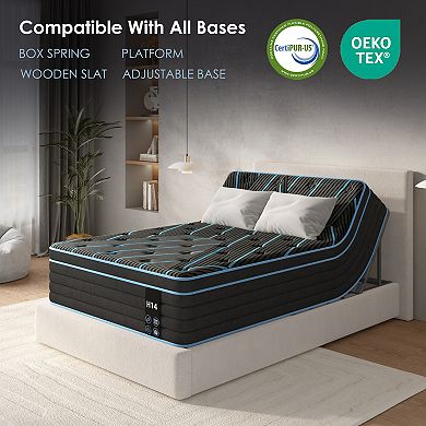 KWPZQEB 12 Inch Hybrid Mattress with Individually Pocketed Innerspring, Medium Firm