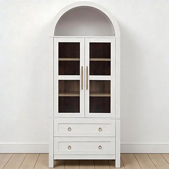 Heybly 71" Tall Arched Kitchen Pantry Cabinet, Adjustable Shelves, Storage Cupboard