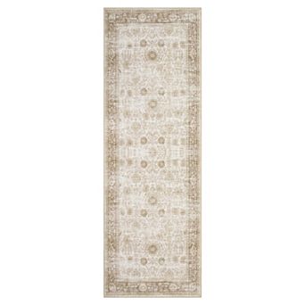 Vintage Floral Washable Area Rug Soft, Low Pile & Non-Slip