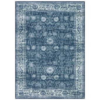 Vintage Floral Washable Area Rug Soft, Low Pile & Non-Slip