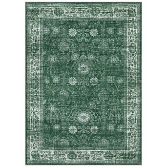 Vintage Floral Washable Area Rug Soft, Low Pile & Non-Slip