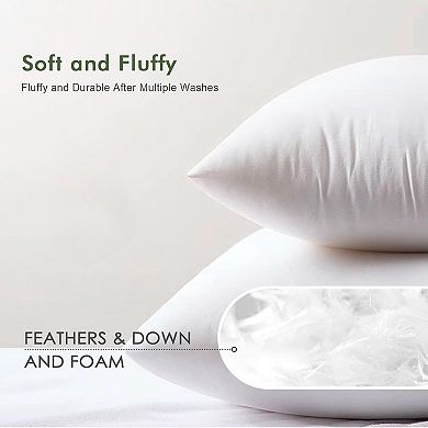 Zoulao Set of 2 12x20 Down Pillow Inserts, Soft, Cotton Shell, Lumbar Sofa/Bed, White