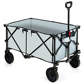 Folding Utility Wagon Cart with Adjustable Handle All Terrain Wheels