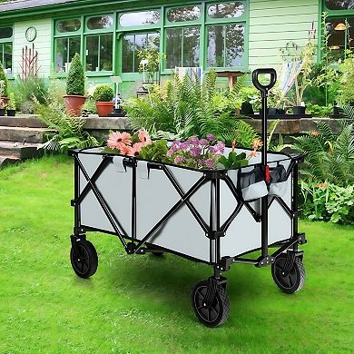 Folding Utility Wagon Cart with Adjustable Handle All Terrain Wheels