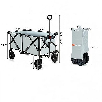Folding Utility Wagon Cart with Adjustable Handle All Terrain Wheels