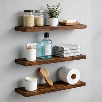 Rustic Wall Shelf Over Toilet Storage