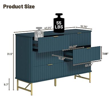 6 Drawers Accent Cabinet Bedroom Living Room Office Cabinet