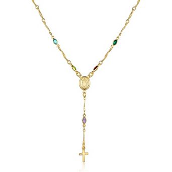 KSIZUIS 18K Gold Plated Multicolor Virgin Mary Necklace