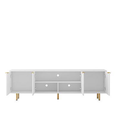 Trikiousd Fluted TV Stand 68" with Storage Cabinets, Modern Media Console for 55"+ TVs