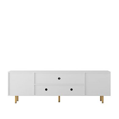 Trikiousd Fluted TV Stand 68" with Storage Cabinets, Modern Media Console for 55"+ TVs
