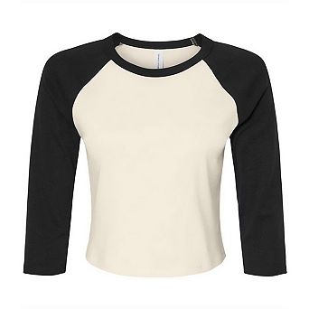 Bella + Canvas Womens/Ladies Micro-Rib Raglan 3/4 Sleeve Crop T-Shirt