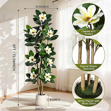 72" Faux Rubber Tree with Real Touch Leaves