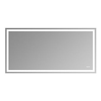 Plug-In Frameless LED Bathroom Mirror with Dual Lights and Anti-Fog Surface