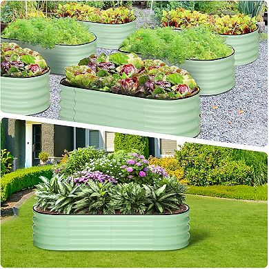 4.5x2x1 FT Oval Outdoor Galvanized Raised Garden Bed 2 Pcs Open High Quality Durable Design