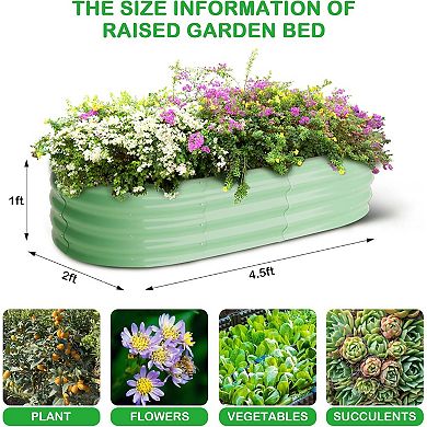 4.5x2x1 FT Oval Outdoor Galvanized Raised Garden Bed 2 Pcs Open High Quality Durable Design