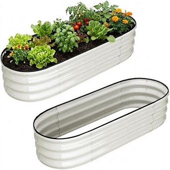 4.5x2x1 FT Oval Outdoor Galvanized Raised Garden Bed 2 pc Open High Quality Durable Design