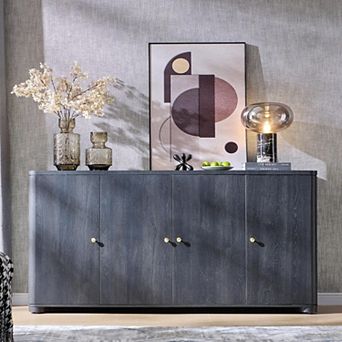 Kitchen Buffet Sideboard Cabinet w/ 4 Doors and Shelves, Modern Large Sideboard Storage Cabinet