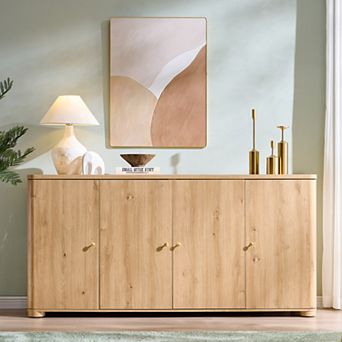 Kitchen Buffet Sideboard Cabinet w/ 4 Doors and Shelves, Modern Large Sideboard Storage Cabinet