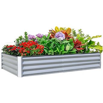 8 x 4 x 1 ft. Galvanized Steel Raised Garden Bed, Large Outdoor Metal Planter Box in Silver