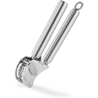 13-Inch Stainless Steel Garlic and Ginger Press with Scraper, Easy-Clean