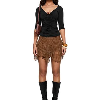 Women Y2K Lace Mini Ruffle Pleated Layered Cute High Waist Half Slip Skirt