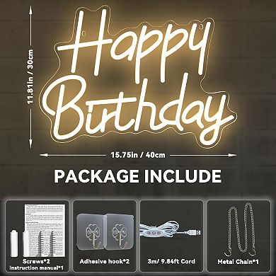 Happy Birthday LED Neon Sign: Dimmable, Warm, Perfect for Party Decor