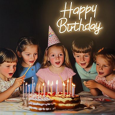 Happy Birthday LED Neon Sign: Dimmable, Warm, Perfect for Party Decor