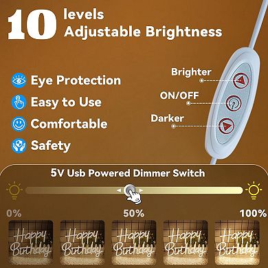 Happy Birthday LED Neon Sign: Dimmable, Warm, Perfect for Party Decor