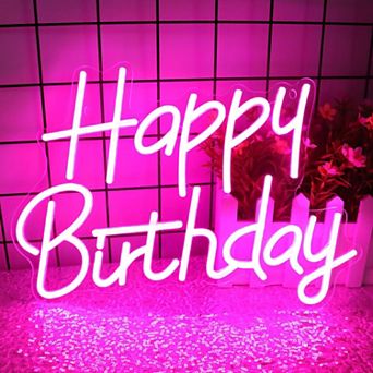 Happy Birthday LED Neon Sign: Dimmable, Warm, Perfect for Party Decor